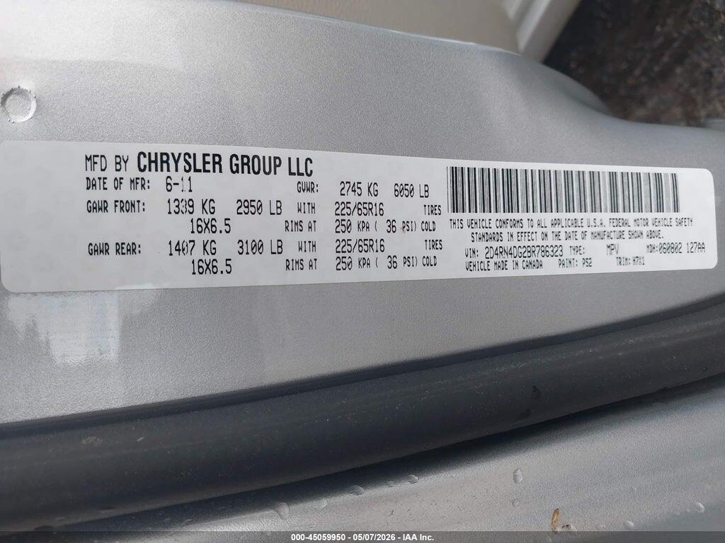 2D4RN4DG2BR786323 2011 DODGE GRAND CARAVAN photo no. 9