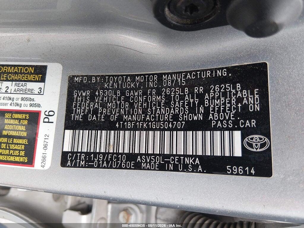 4T1BF1FK1GU504707 2016 TOYOTA CAMRY photo no. 9