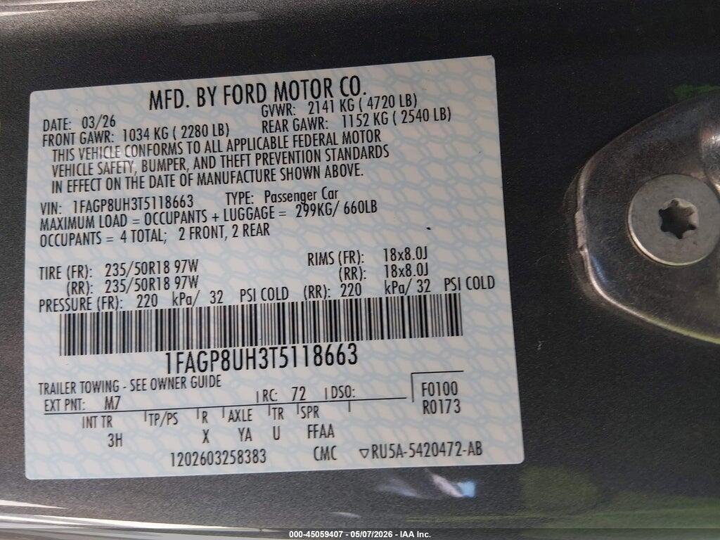 1FAGP8UH3T5118663 2026 FORD MUSTANG photo no. 9