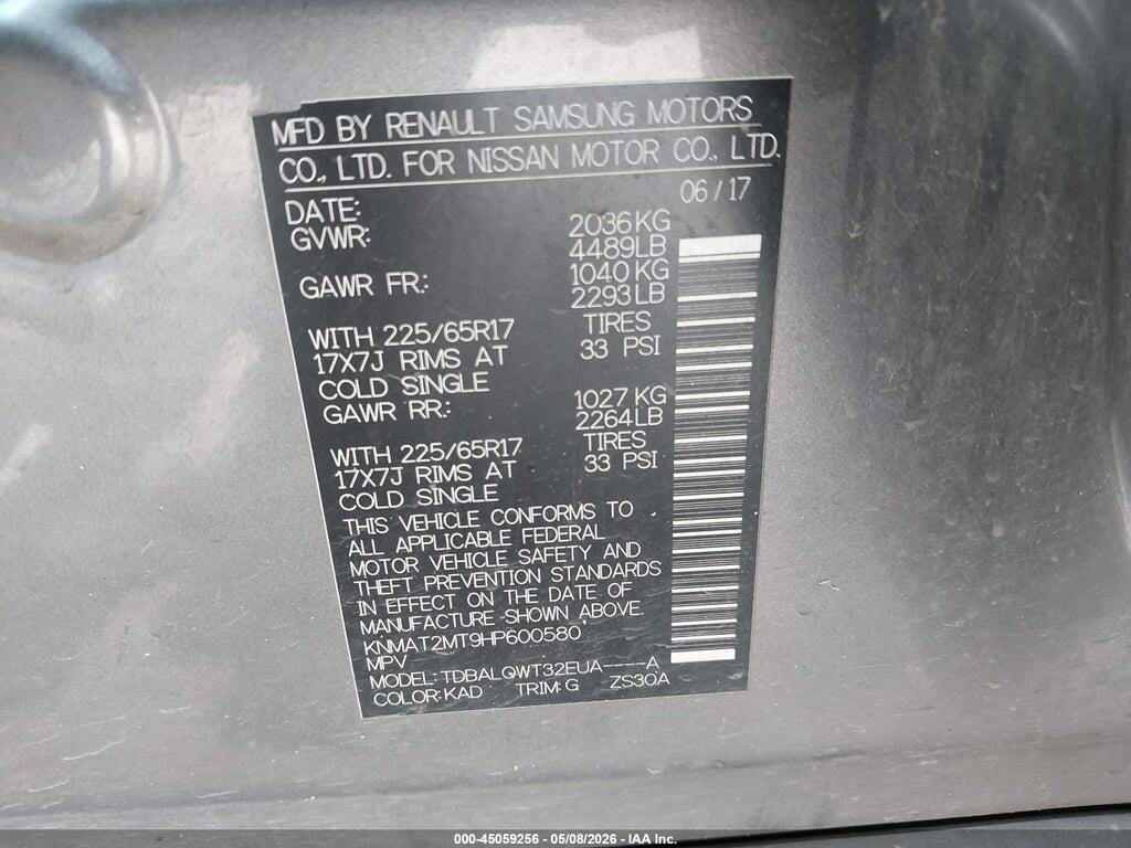 KNMAT2MT9HP600580 2017 NISSAN ROGUE photo no. 9