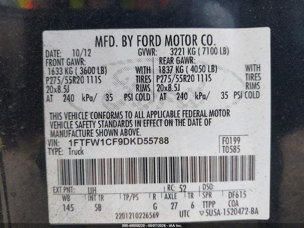 1FTFW1CF9DKD55788 2013 FORD F-150 photo no. 9