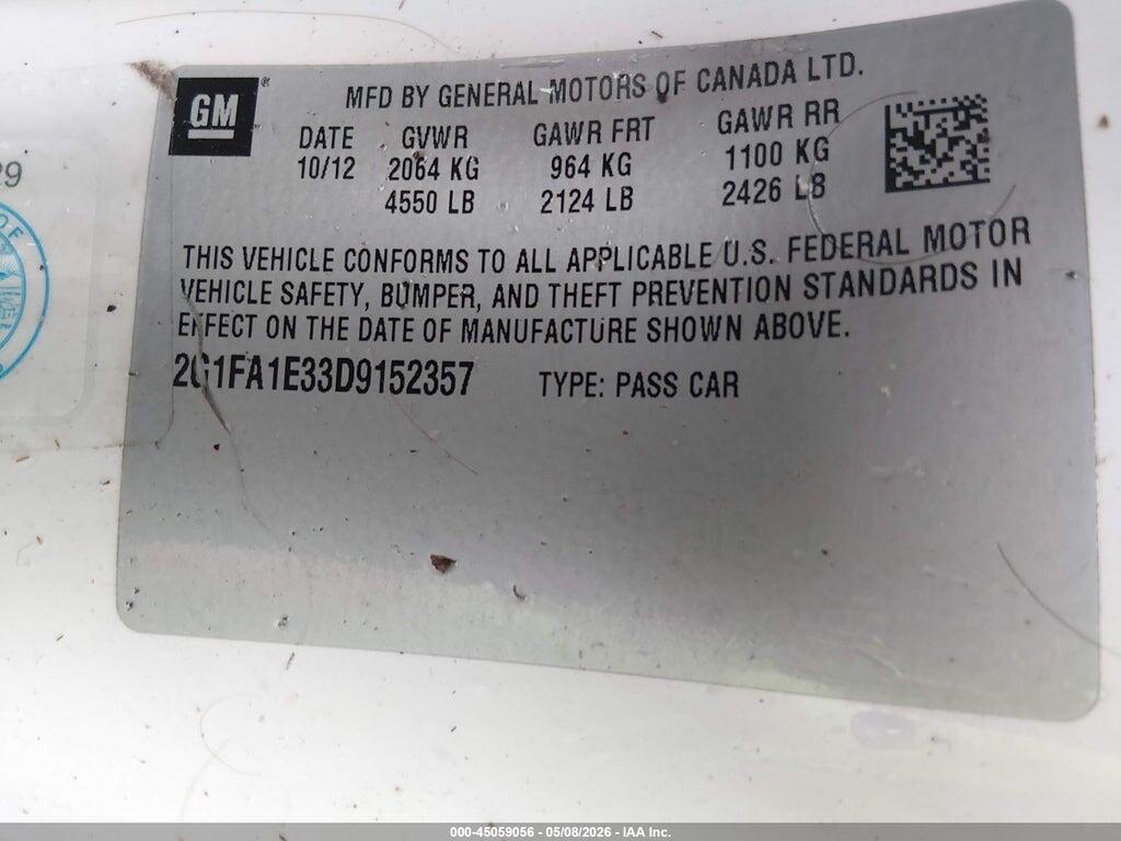 2G1FA1E33D9152357 2013 CHEVROLET CAMARO photo no. 9