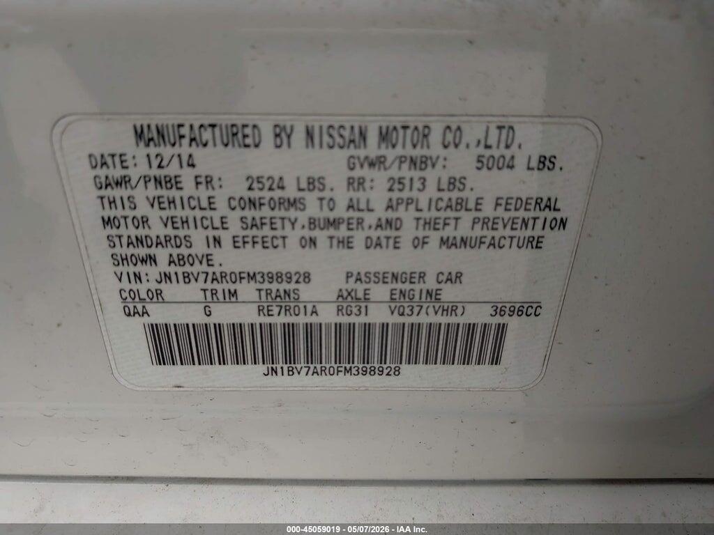 JN1BV7AR0FM398928 2015 INFINITI Q50 photo no. 9