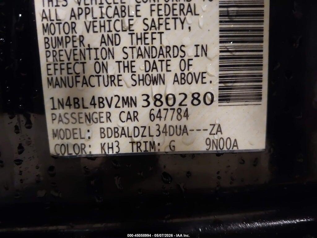 1N4BL4BV2MN380280 2021 NISSAN ALTIMA photo no. 9