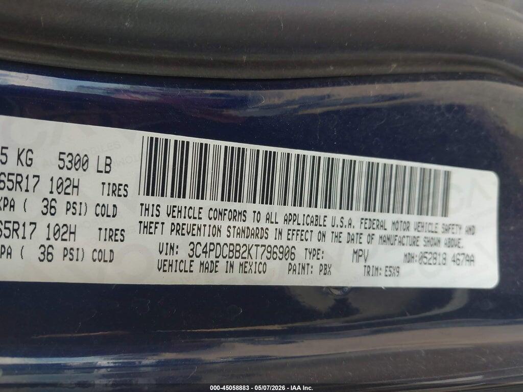 3C4PDCBB2KT796906 2019 DODGE JOURNEY photo no. 9