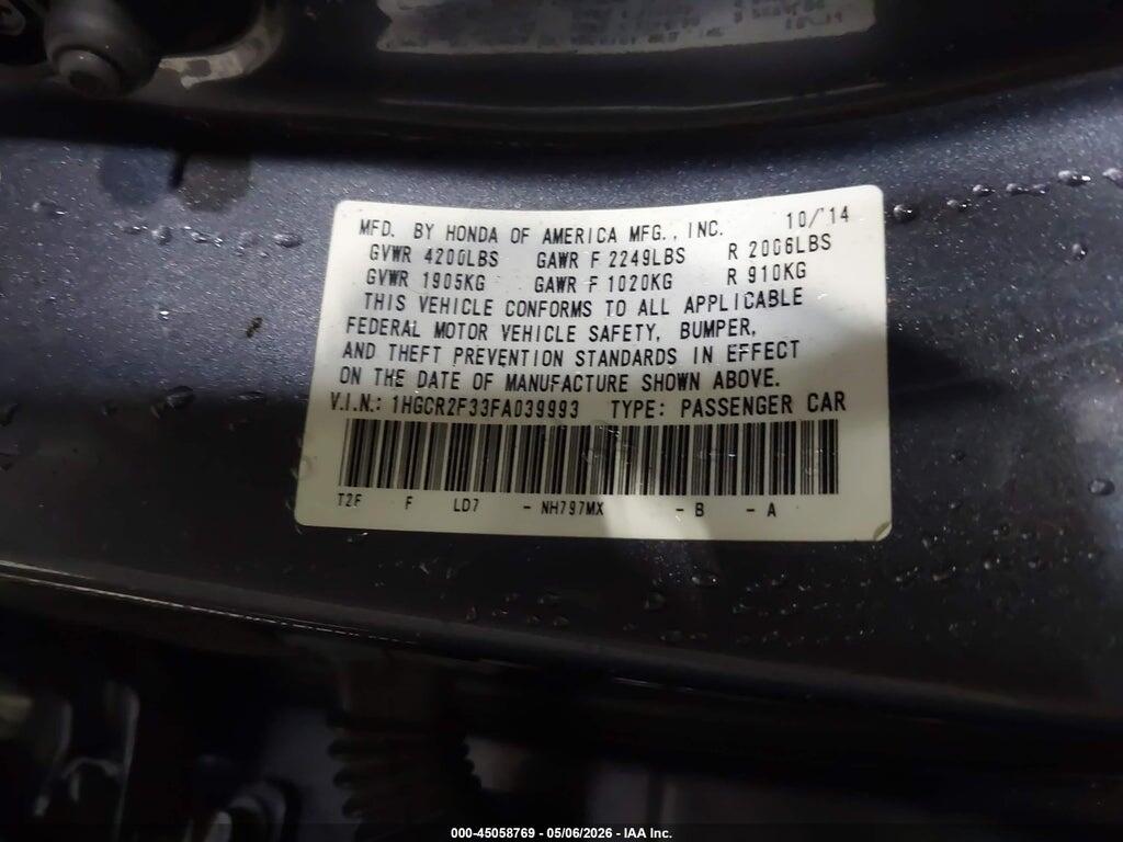 1HGCR2F33FA039993 2015 HONDA ACCORD photo no. 9