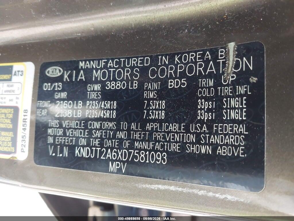 KNDJT2A6XD7581093 2013 KIA SOUL photo no. 9