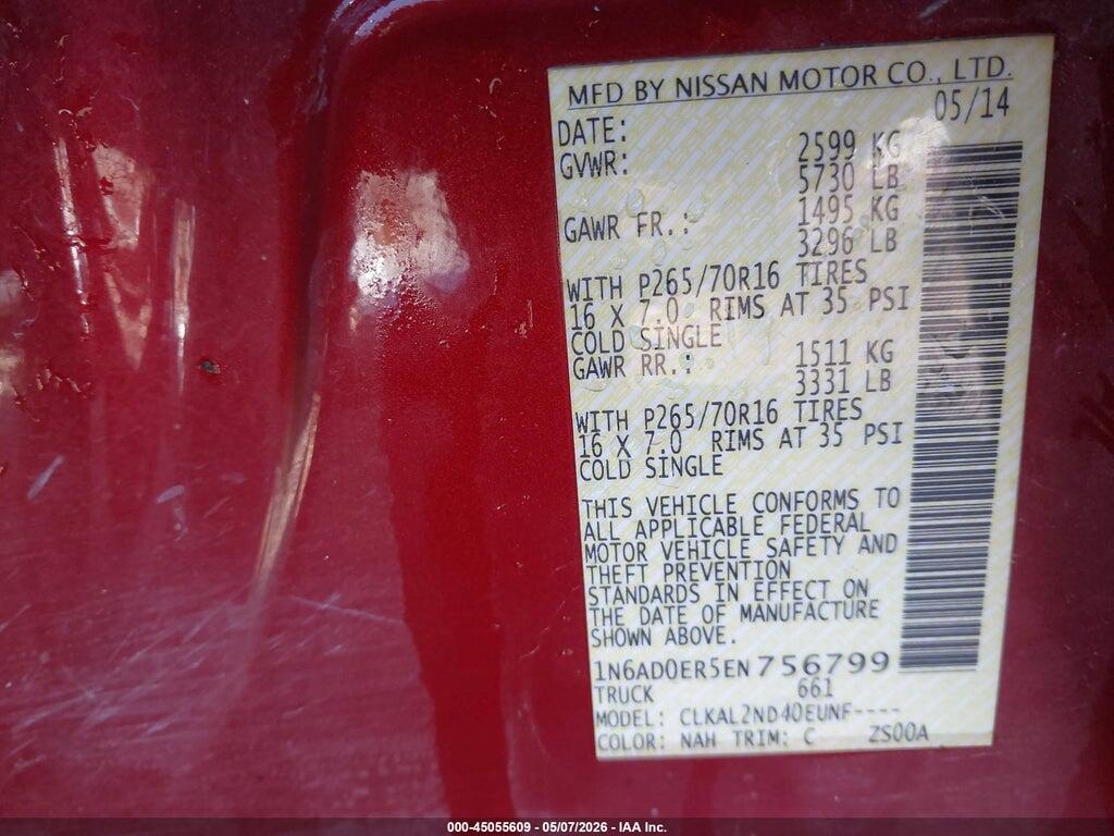 1N6AD0ER5EN756799 2014 NISSAN FRONTIER photo no. 9