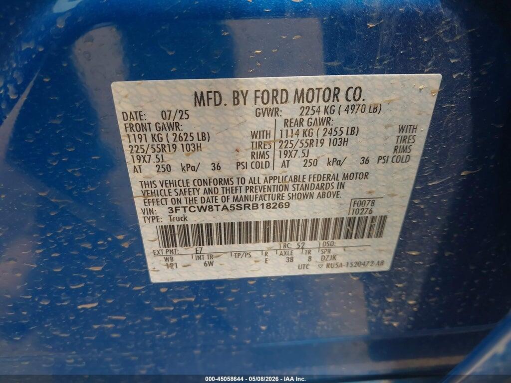 3FTCW8TA5SRB18269 2025 FORD MAVERICK photo no. 9