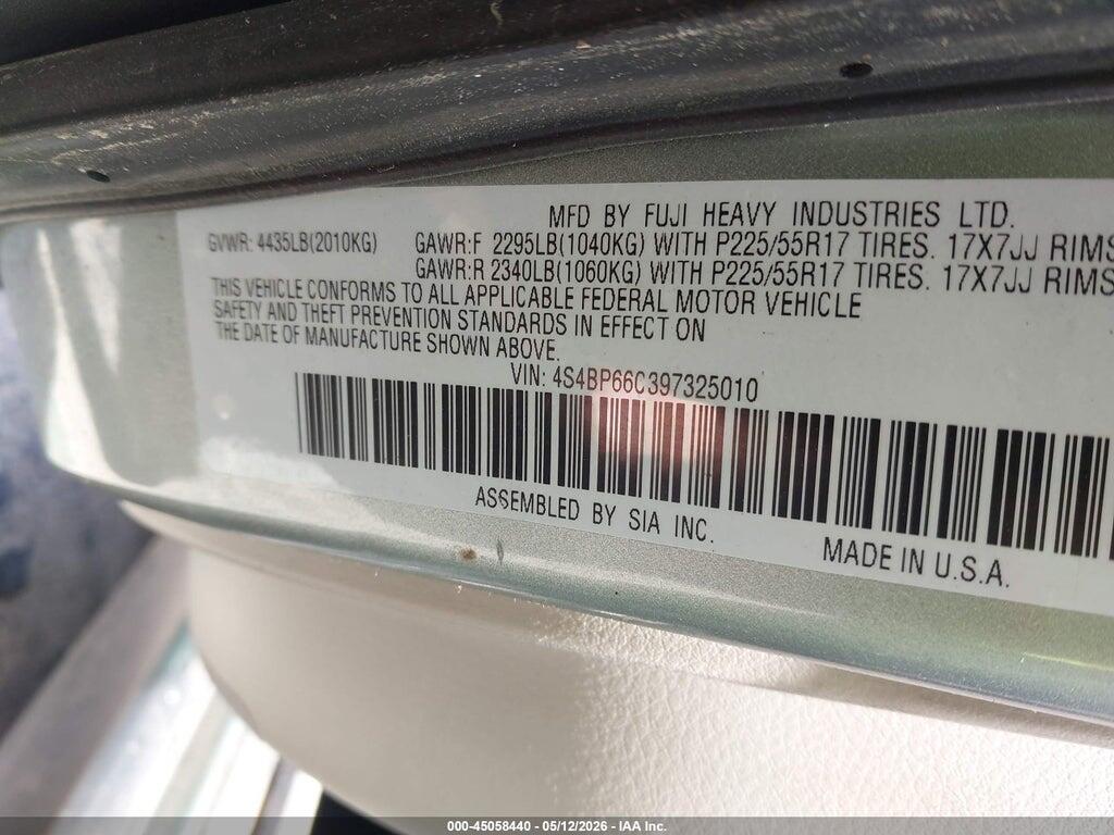 4S4BP66C397325010 2009 SUBARU OUTBACK photo no. 9