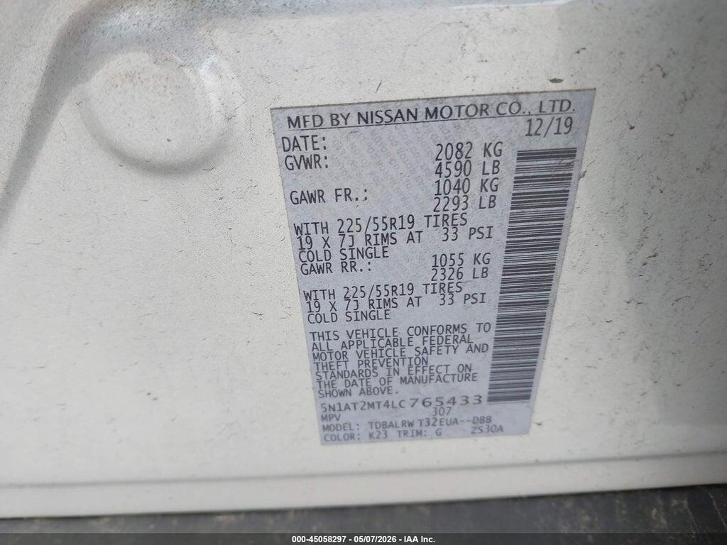 5N1AT2MT4LC765433 2020 NISSAN ROGUE photo no. 9