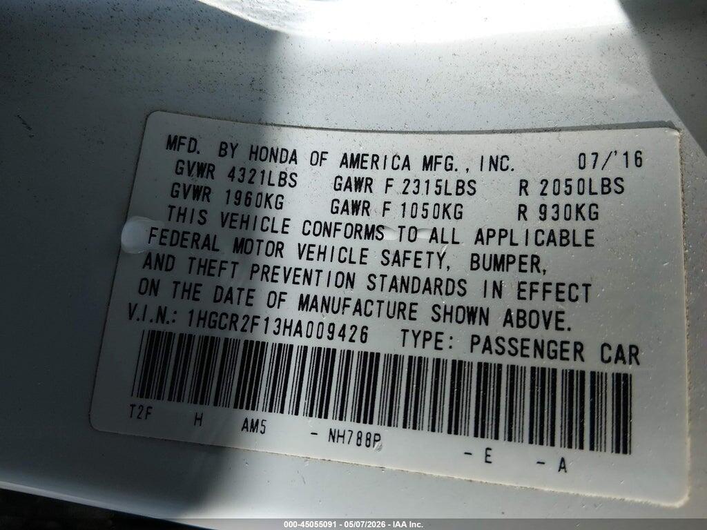 1HGCR2F13HA009426 2017 HONDA ACCORD photo no. 9