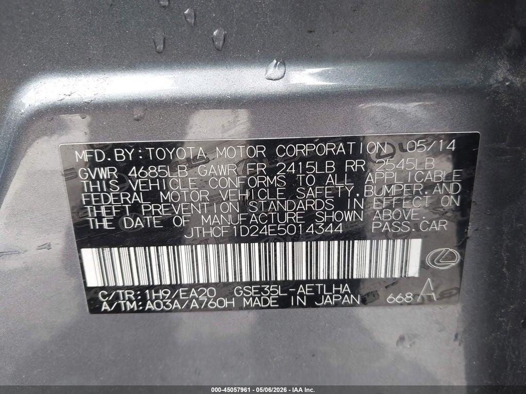 JTHCF1D24E5014344 2014 LEXUS IS 250 photo no. 9