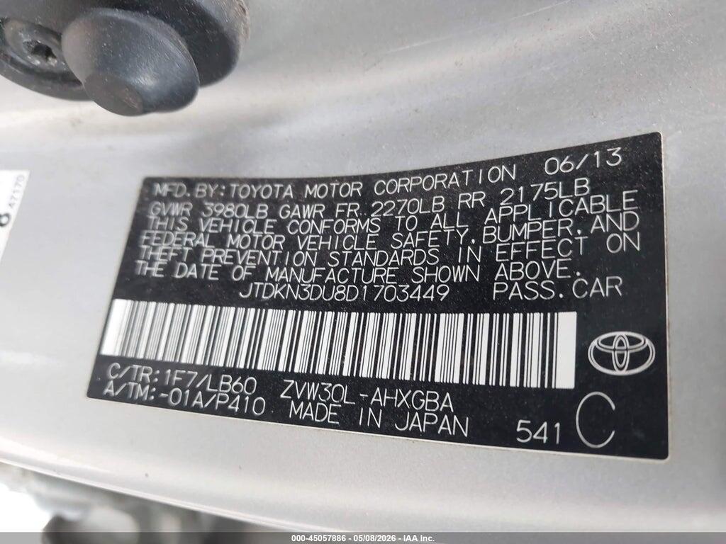 JTDKN3DU8D1703449 2013 TOYOTA PRIUS photo no. 9