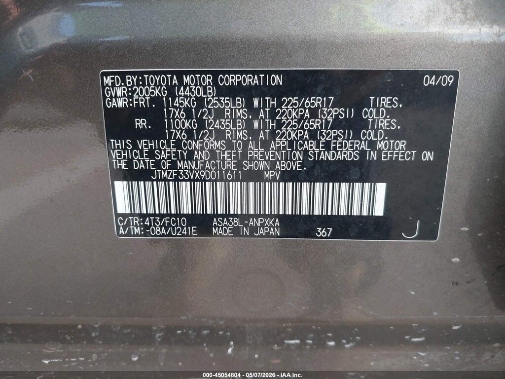 JTMZF33VX9D011611 2009 TOYOTA RAV4 photo no. 9