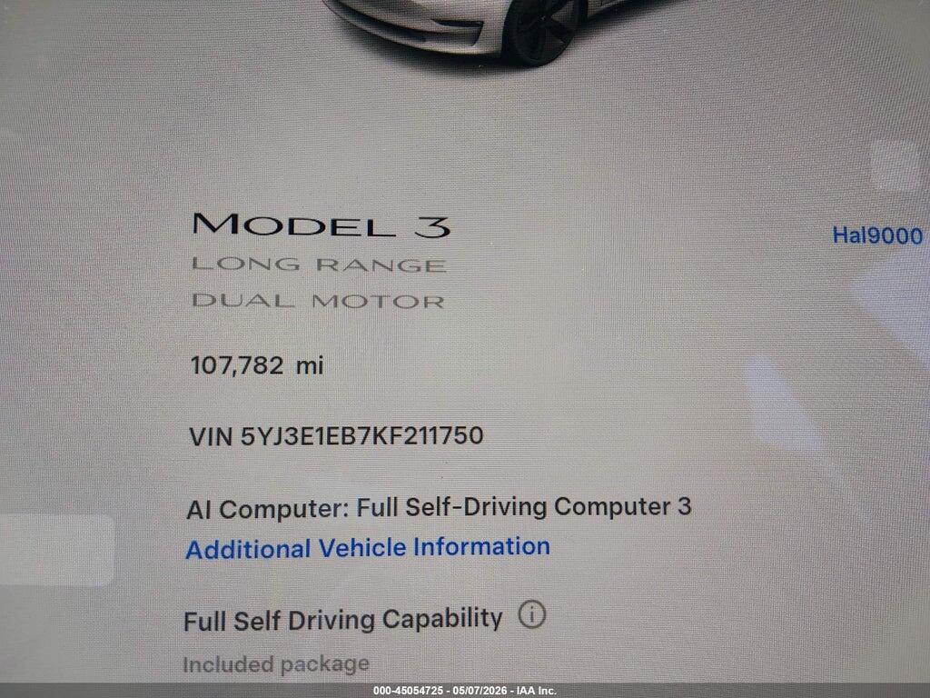 5YJ3E1EB7KF211750 2019 TESLA MODEL 3 photo no. 7
