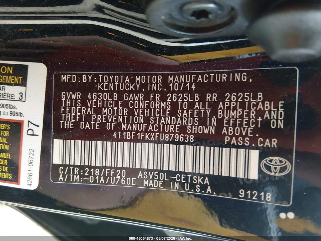 4T1BF1FKXFU879638 2015 TOYOTA CAMRY photo no. 9