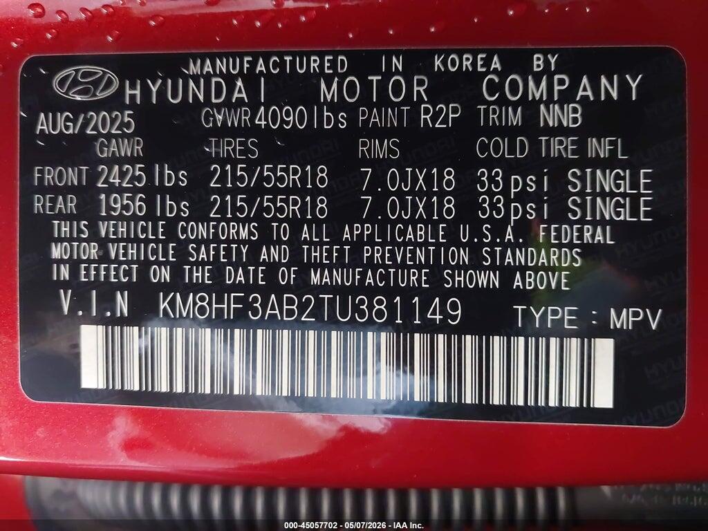 KM8HF3AB2TU381149 2026 HYUNDAI KONA photo no. 9