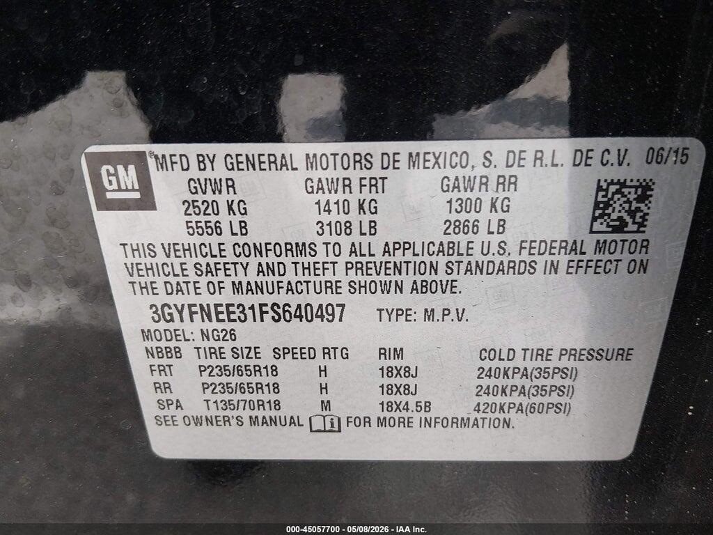 3GYFNEE31FS640497 2015 CADILLAC SRX photo no. 9