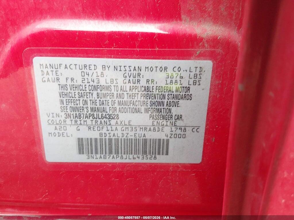 3N1AB7AP8JL643528 2018 NISSAN SENTRA photo no. 9