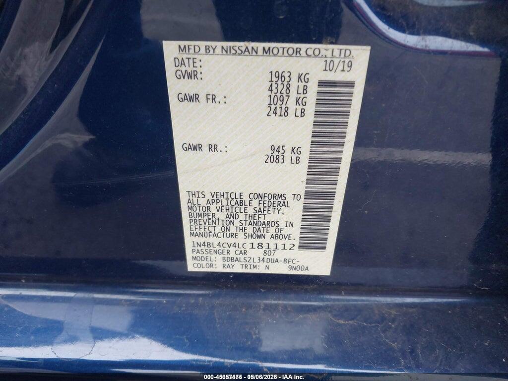 1N4BL4CV4LC181112 2020 NISSAN ALTIMA photo no. 9