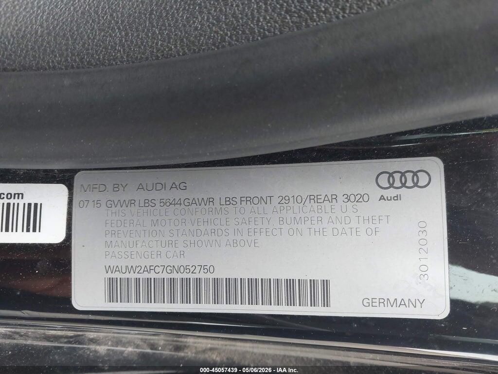 WAUW2AFC7GN052750 2016 AUDI S7 photo no. 9