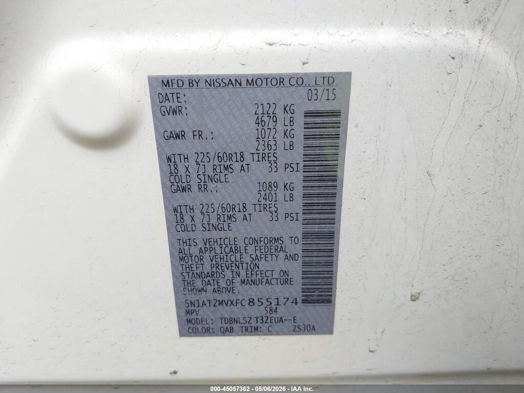 5N1AT2MVXFC855174 2015 NISSAN ROGUE photo no. 9
