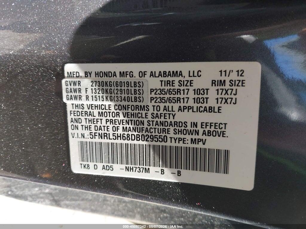 5FNRL5H68DB029550 2013 HONDA ODYSSEY photo no. 9