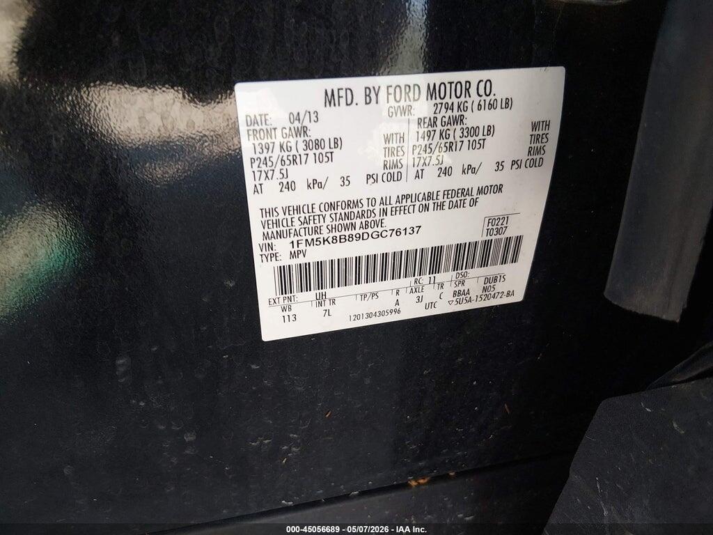 1FM5K8B89DGC76137 2013 FORD EXPLORER photo no. 9