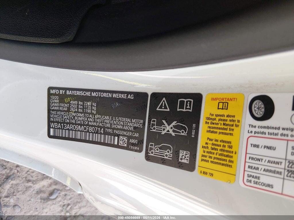 WBA13AR09MCF80714 2021 BMW M440I photo no. 9