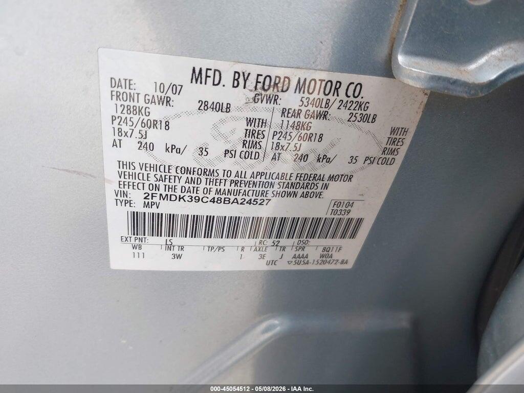 2FMDK39C48BA24527 2008 FORD EDGE photo no. 9