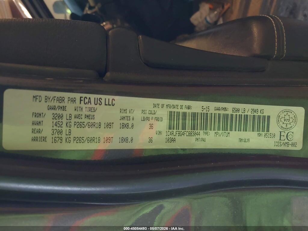 1C4RJFBG4FC883044 2015 JEEP GRAND CHEROKEE photo no. 9