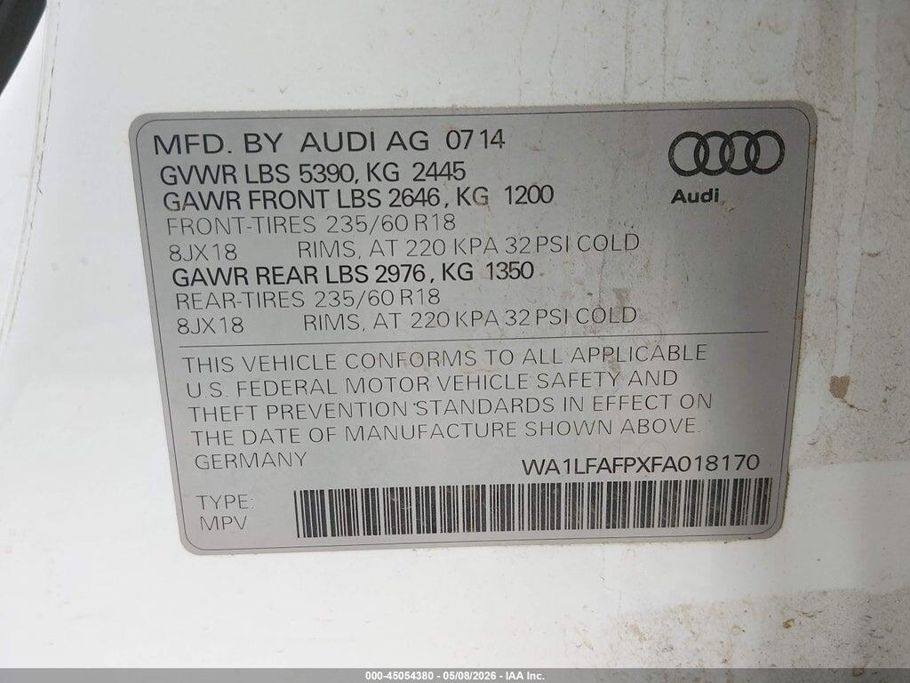 WA1LFAFPXFA018170 2015 AUDI Q5 photo no. 9