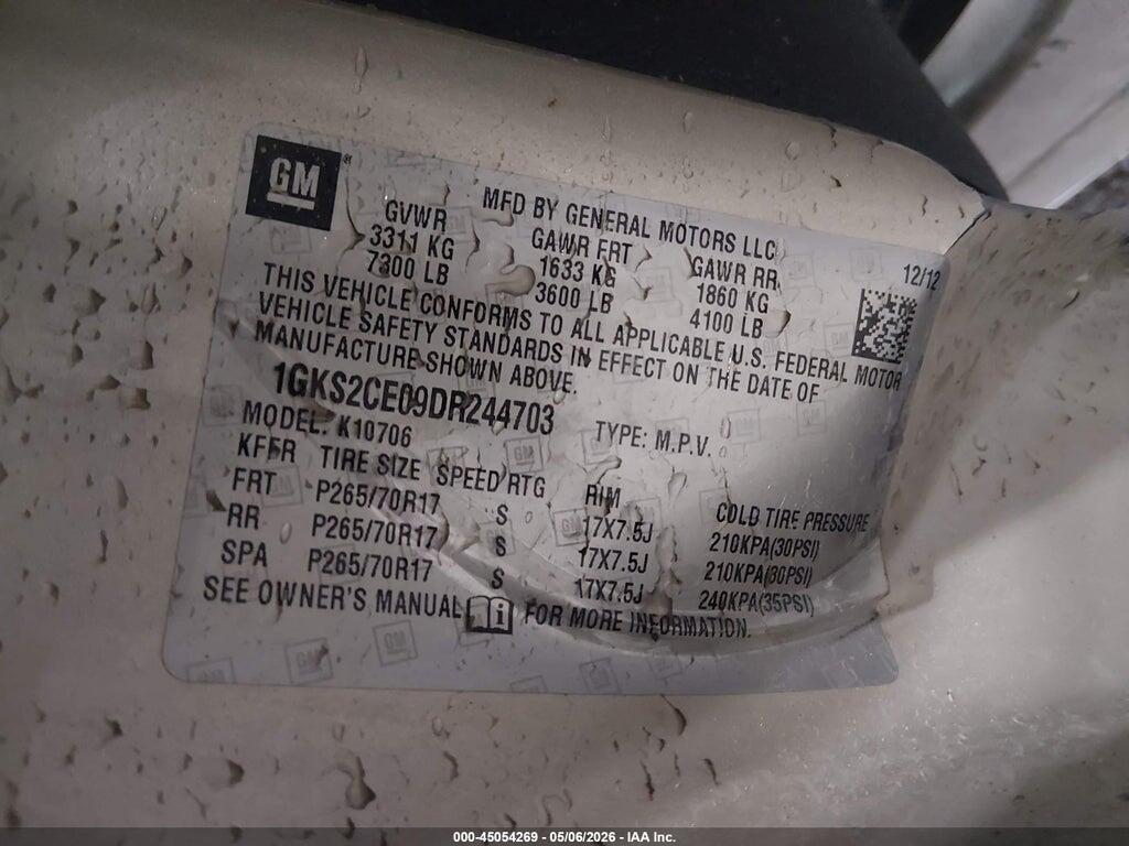 1GKS2CE09DR244703 2013 GMC YUKON photo no. 9