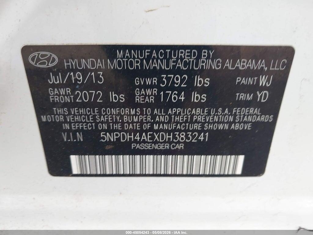 5NPDH4AEXDH383241 2013 HYUNDAI ELANTRA photo no. 9