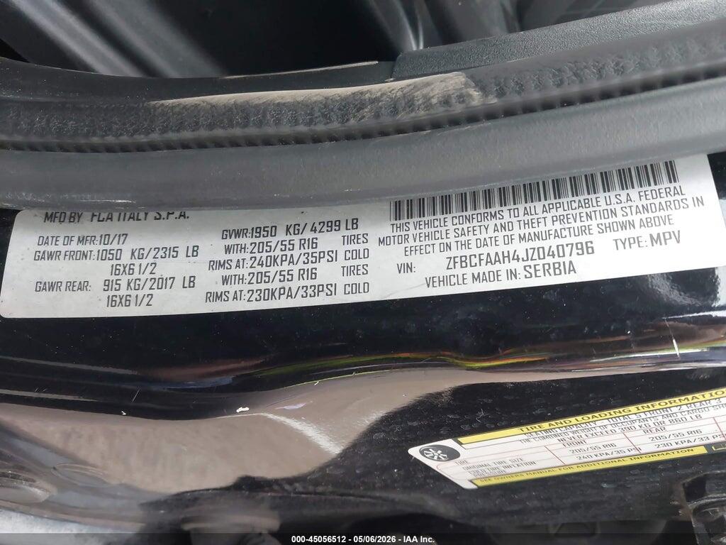 ZFBCFAAH4JZ040796 2018 FIAT 500L photo no. 9