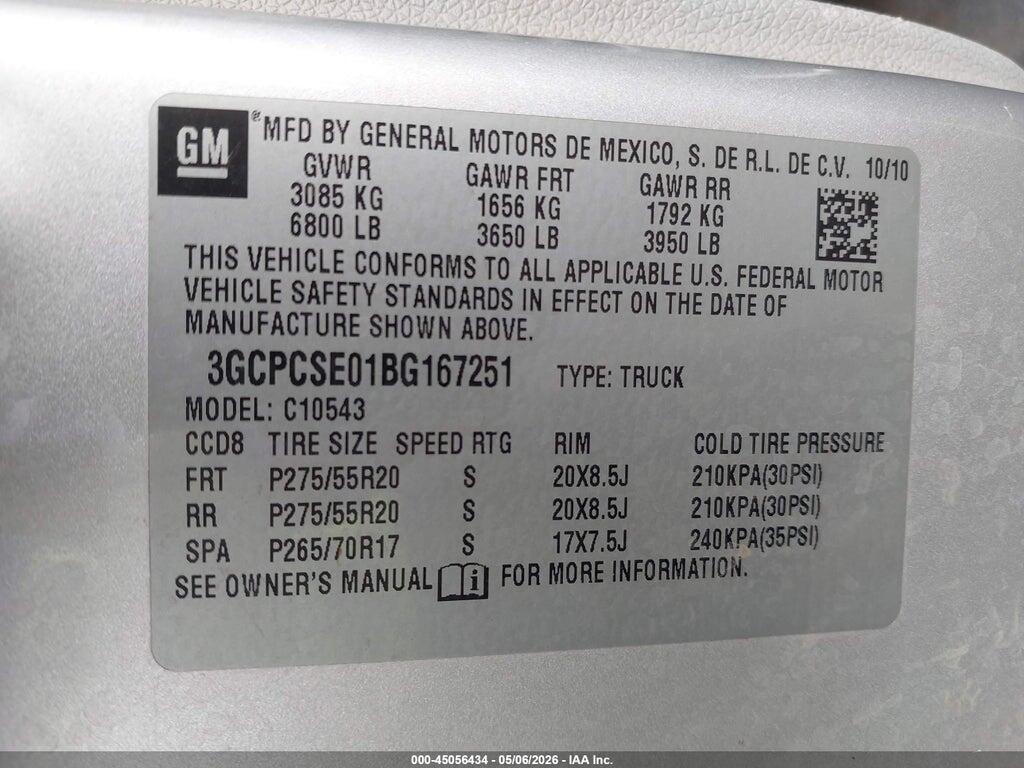 3GCPCSE01BG167251 2011 CHEVROLET SILVERADO 1500 photo no. 9