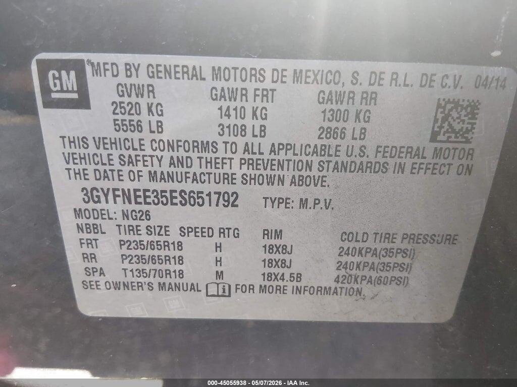 3GYFNEE35ES651792 2014 CADILLAC SRX photo no. 9