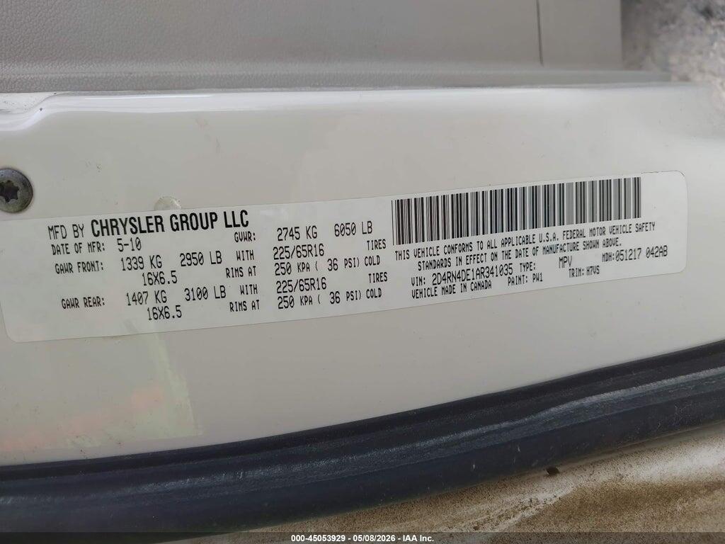 2D4RN4DE1AR341035 2010 DODGE GRAND CARAVAN photo no. 9