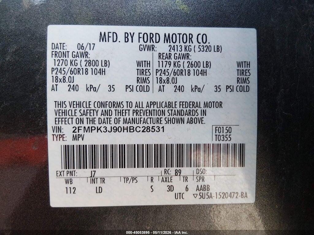 2FMPK3J90HBC28531 2017 FORD EDGE photo no. 9