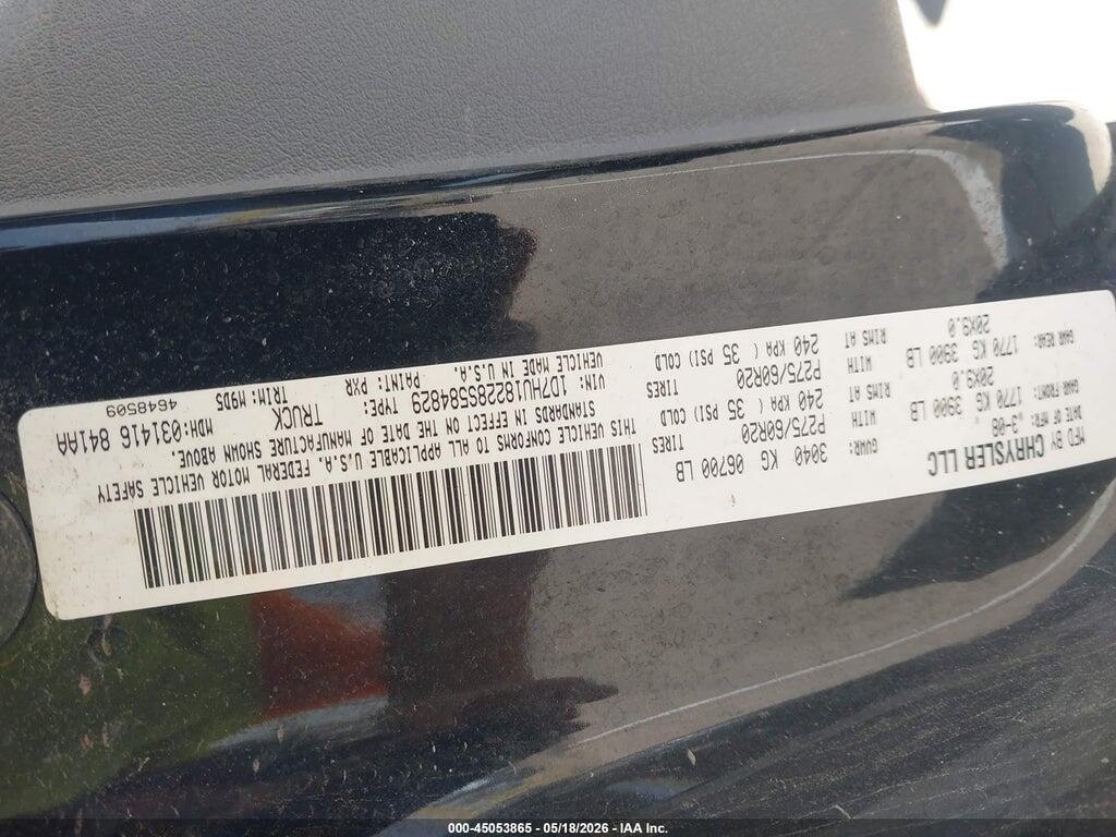 1D7HU18228S584829 2008 DODGE RAM 1500 photo no. 9