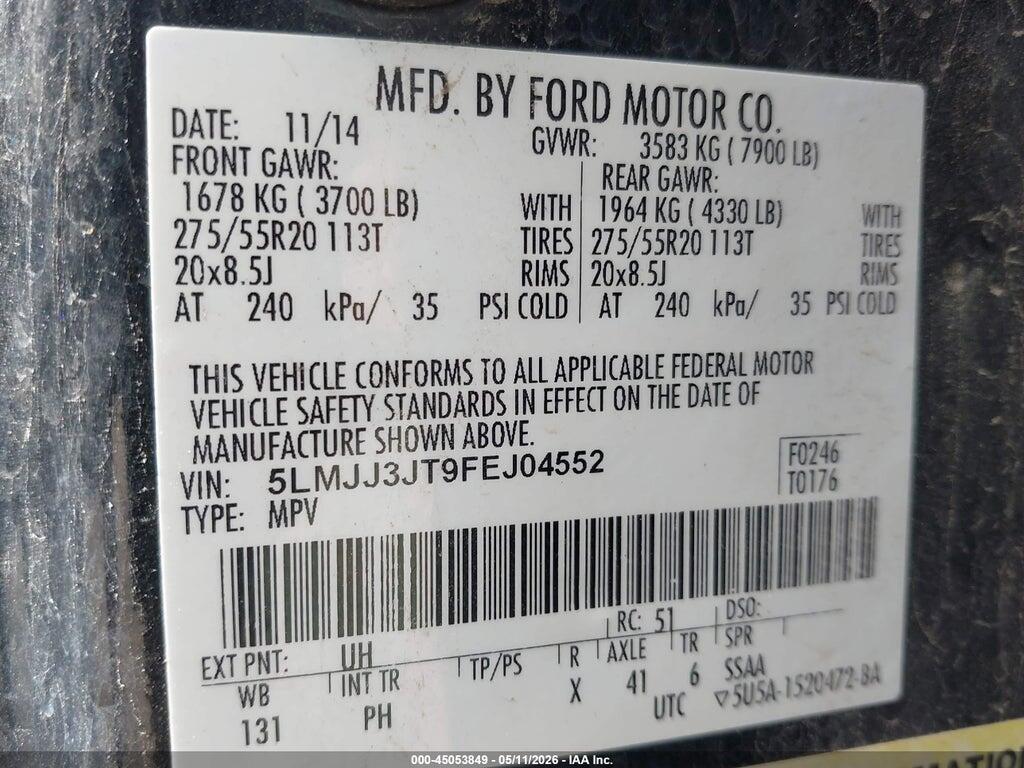 5LMJJ3JT9FEJ04552 2015 LINCOLN NAVIGATOR L photo no. 9