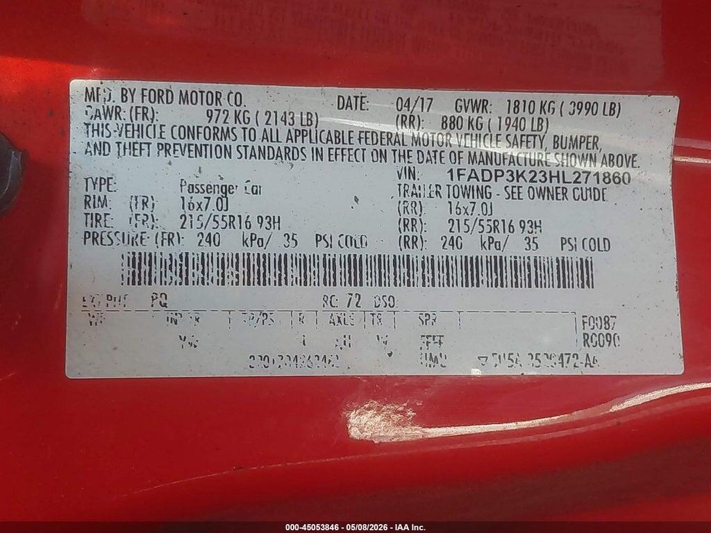 1FADP3K23HL271860 2017 FORD FOCUS photo no. 9