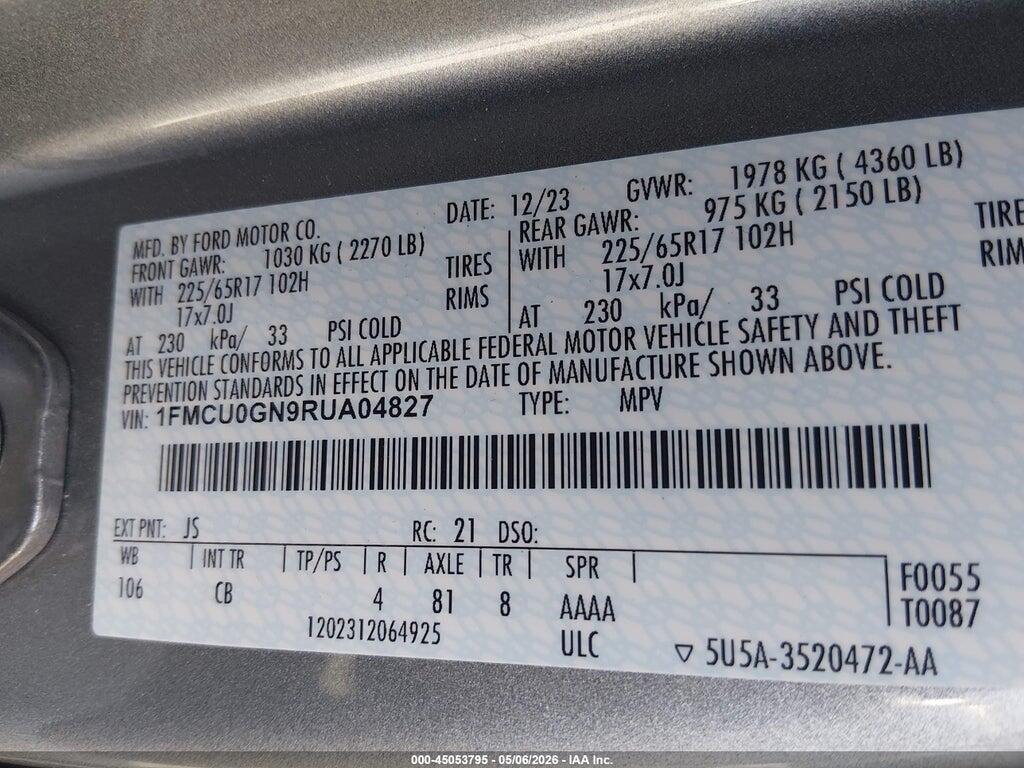 1FMCU0GN9RUA04827 2024 FORD ESCAPE photo no. 9
