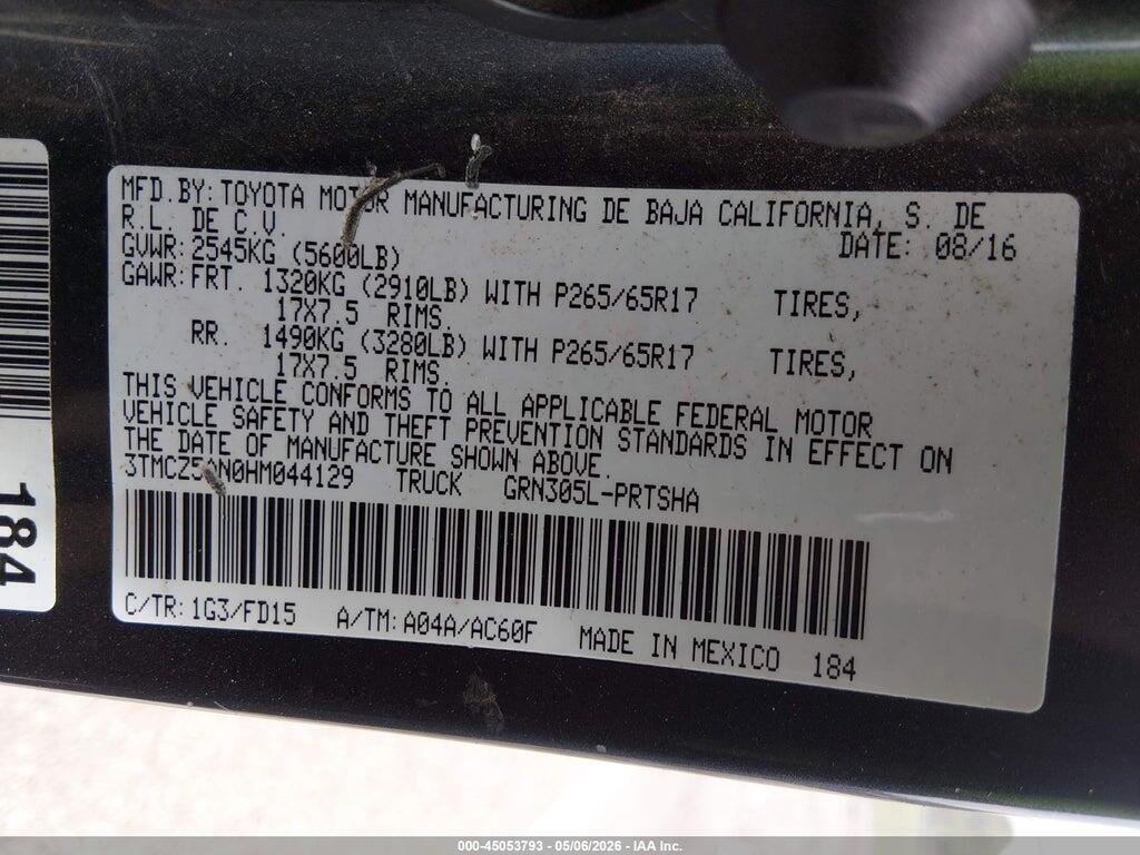 3TMCZ5AN0HM044129 2017 TOYOTA TACOMA photo no. 9