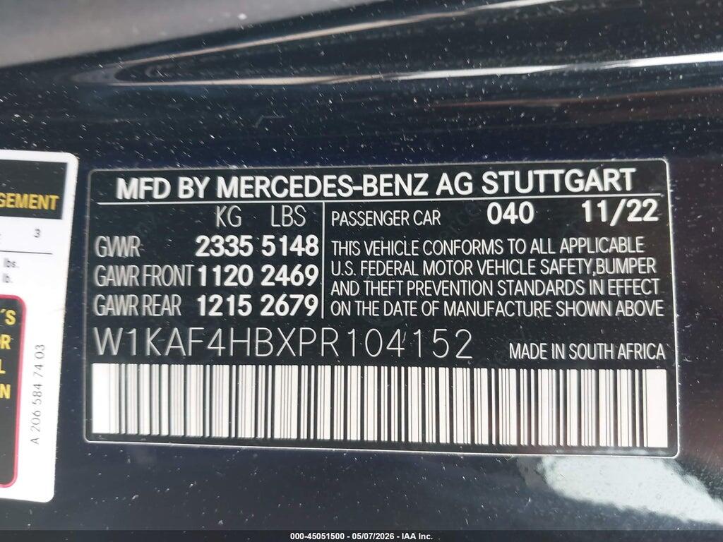 W1KAF4HBXPR104152 2023 MERCEDES-BENZ C 300 photo no. 9
