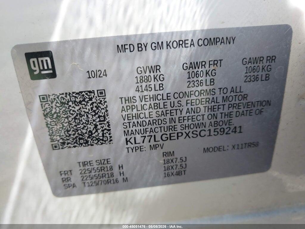 KL77LGEPXSC159241 2025 CHEVROLET TRAX photo no. 9