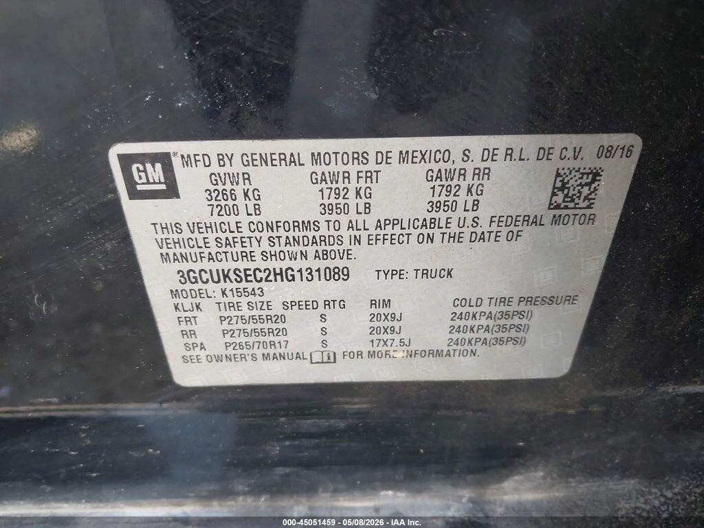 3GCUKSEC2HG131089 2017 CHEVROLET SILVERADO 1500 photo no. 9
