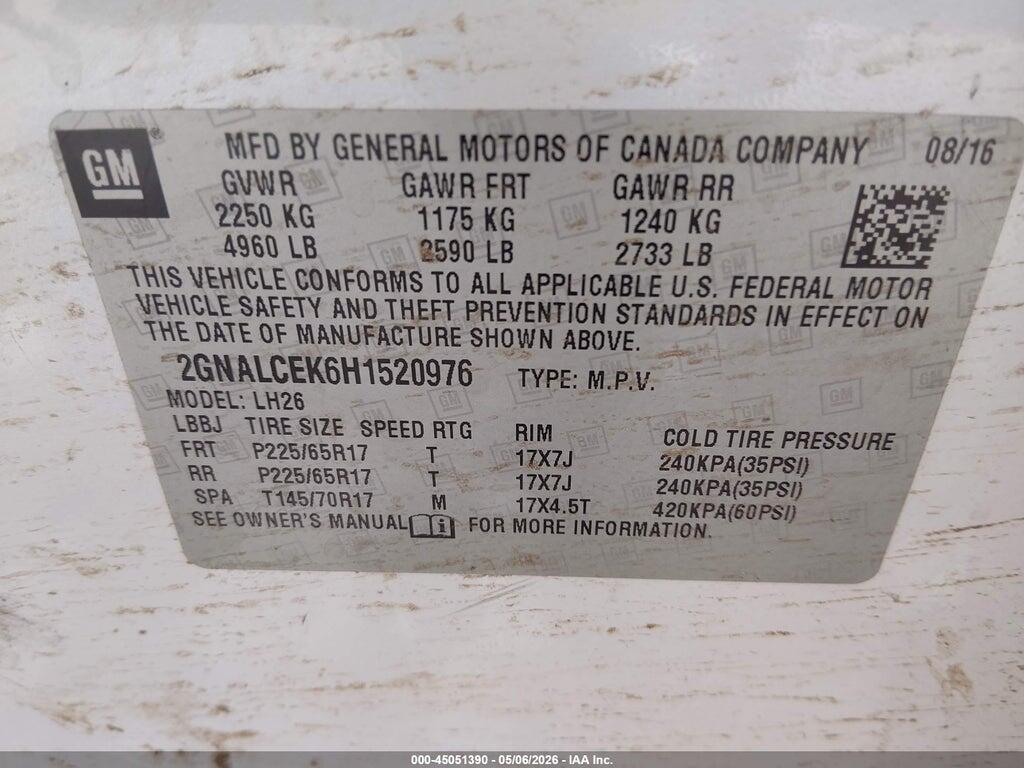2GNALCEK6H1520976 2017 CHEVROLET EQUINOX photo no. 9