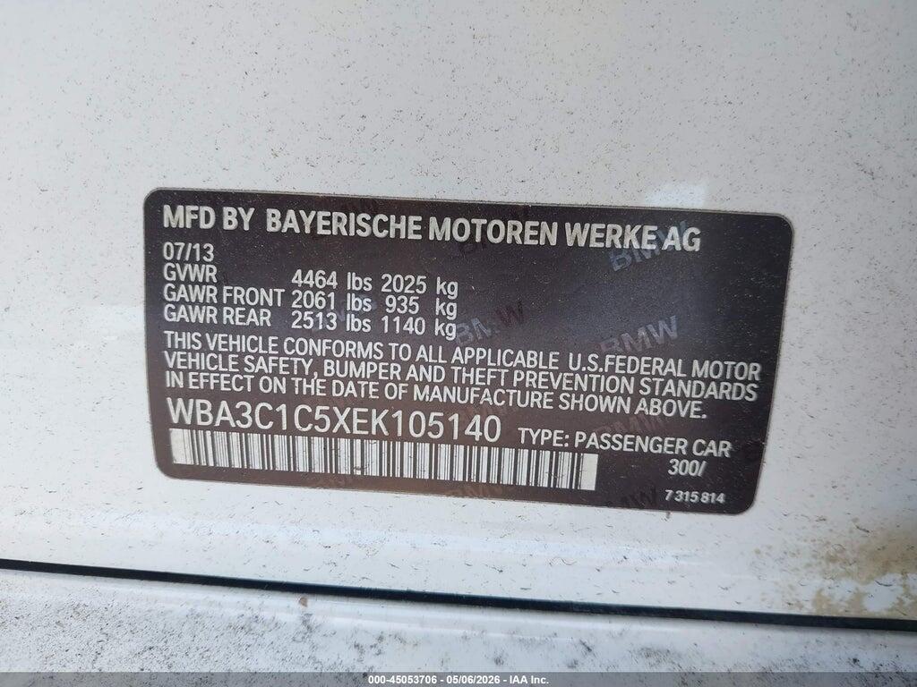 WBA3C1C5XEK105140 2014 BMW 328I photo no. 9